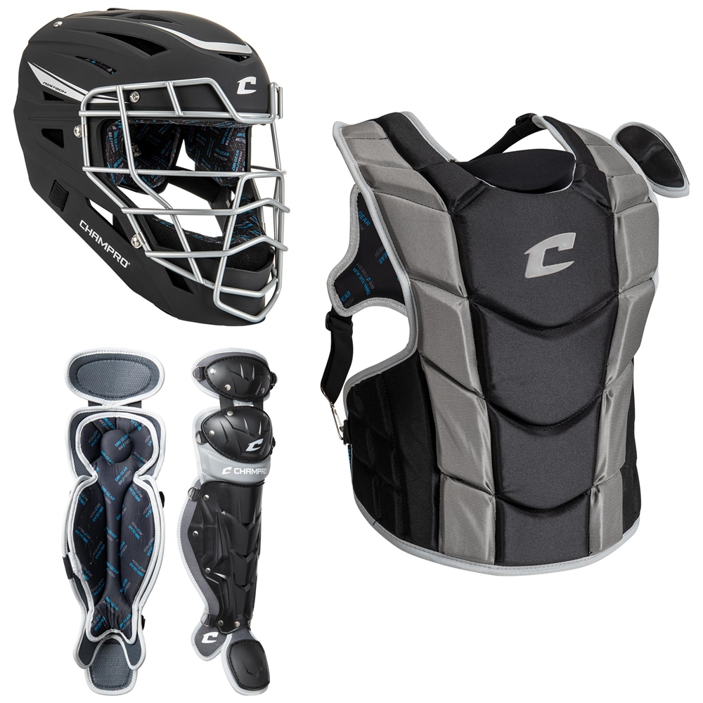 E195575 Champro JV Varsity Optimus Pro Fastpitch Catcher's Kit; Black CBSF1