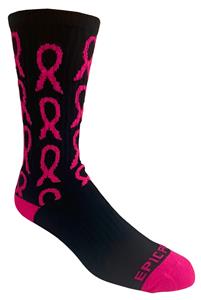 Breast Cancer Black Repeating Ribbon Crew Socks (PAIR)