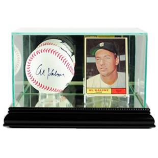 baseball card and ball display case Perfect Double Basball Case This display case comes with two acrylic ball holders and 1 acrylic card holder. Graded Sports Card Display Case,