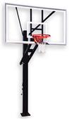 Stainless Steel Olympian Arena Bolt Down Basketball System with 42x72 glass backboard
