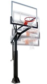 PowerHouse 560 Bolt Down Basketball System with 42x60 glass backboard
