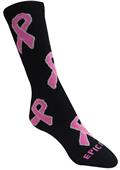 Breast Cancer Awareness Black w/Pink Ribbon Knee High Socks Adult Small- PAIR