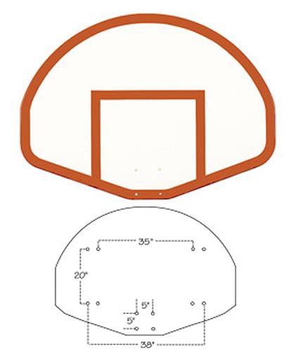 Fan-Shaped 39"x54" Fiberglass Basketball Backboard