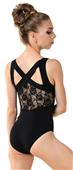 Danshuz Womens Girls Darby Wide Strap Lace Back Leotard