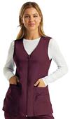 Maevn Womens Matrix Curved V-Neck Front Zip-Up Scrub Vest 7711