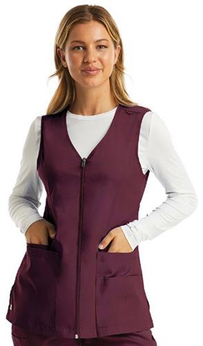 Maevn Womens Matrix Curved V-Neck Front Zip-Up Scrub Vest 7711. Embroidery is available on this item.