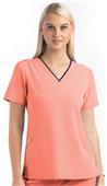 Maevn Womens Matrix Impulse V-Neck Scrub Top Contrast Neckband 4510