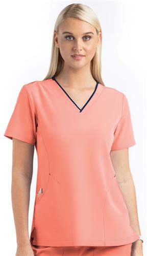 Maevn Womens Matrix Impulse V-Neck Scrub Top Contrast Neckband 4510. Embroidery is available on this item.