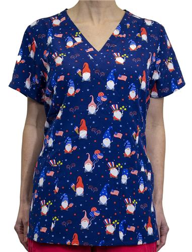 Maevn Womens Printed Princess Seams V-Neck Scrub Tops 9810. Embroidery is available on this item.