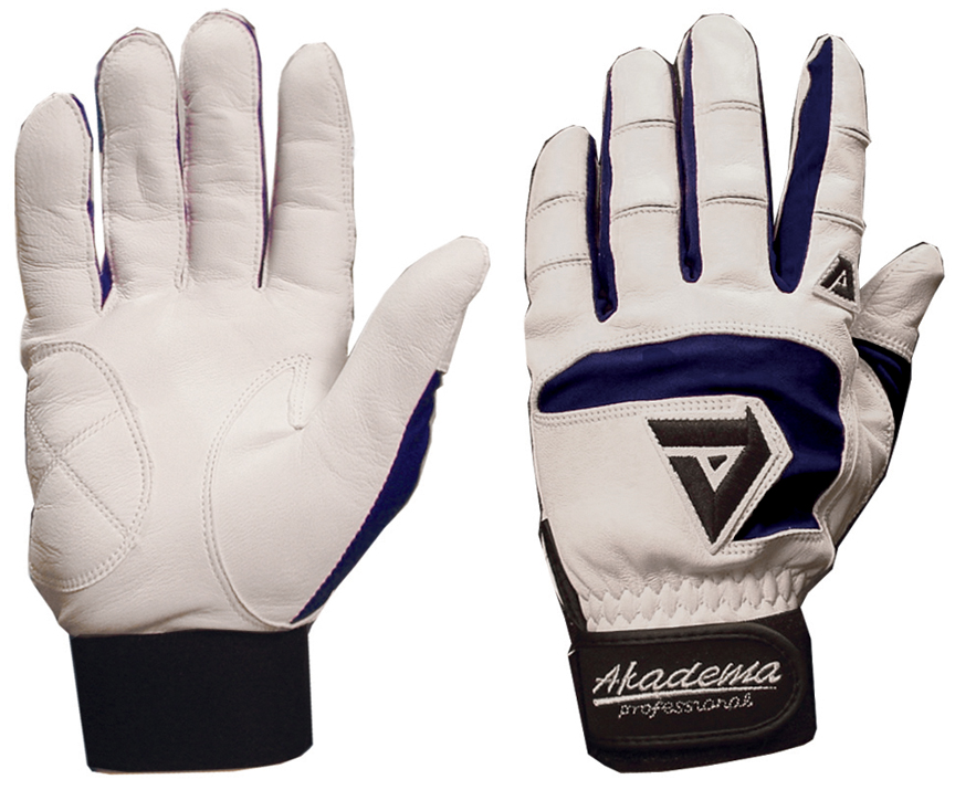 E20324 Akadema White/Navy Professional Batting Gloves