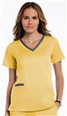 Maevn Womens Matrix Heathered Contrast Double V-Neck Scrub Top 3502