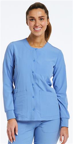 E203406 Maevn Womens Matrix Impulse Round Neck Snap Scrub Jacket 7510