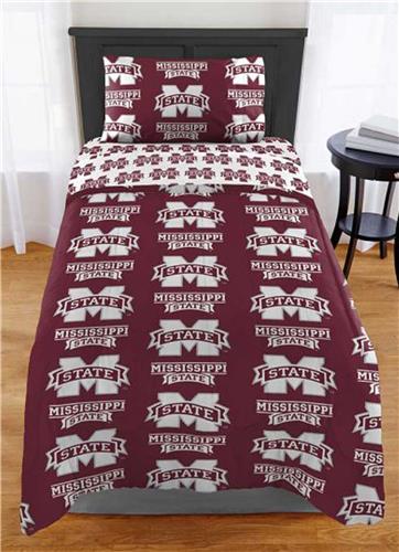 Northwest NCAA Mississippi State Bulldogs Rotary Twin Bed In a Bag Set