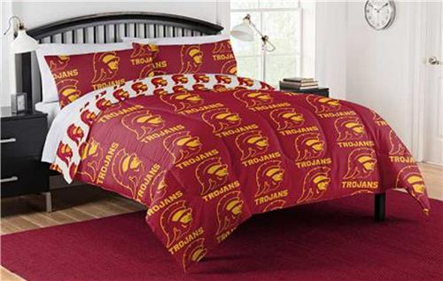 Northwest NCAA USC Trojans Rotary Queen Bed In a Bag Set