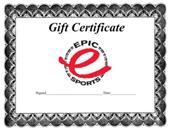 Epic Sports Gift Card Certificate