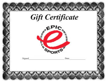 Epic Sports Gift Card Certificate
