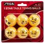 Stiga T1408 One-Star 6pk Emoji Table Tennis Ping Pong Balls
