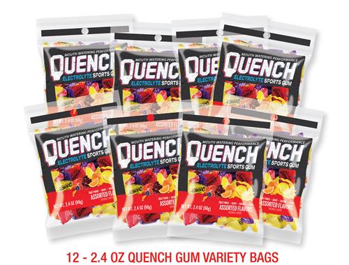 Quench Electrolyte Sports Gum Variety Bag Case Pack, 12 - 2.4oz bags