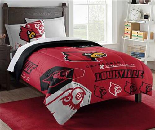 Northwest NCAA Louisville Cardinals "Hexagon" Twin Comforter/Sham Set