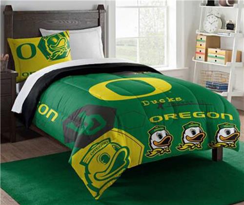 Northwest NCAA Oregon Ducks "Hexagon" Twin Comforter/Sham Set