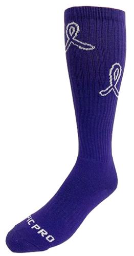 PANCREATIC CANCER Awareness, Purple Ribbon Design Knee-High Socks (1-Pair)