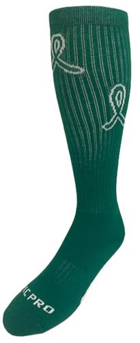 KIDNEY CANCER Awareness Green Ribbon Design Knee-High Socks (1-Pair)
