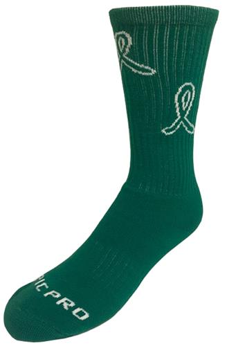 KIDNEY CANCER Awareness Green Ribbon Design Crew-Socks (1-Pair)