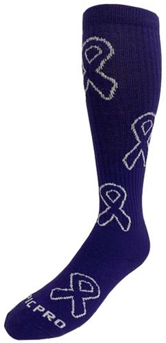 Over-The-Calf Pancreatic Cancer Awareness Purple Ribbon Knee High Socks PAIR
