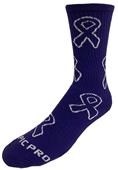 Crew Purple Ribbon Awareness Socks Pancreatic Cancer PAIR