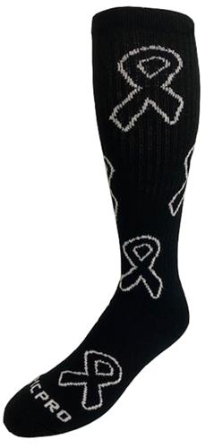 Black Ribbon Awareness Melanoma Cancer Kneehigh/OTC Socks PAIR