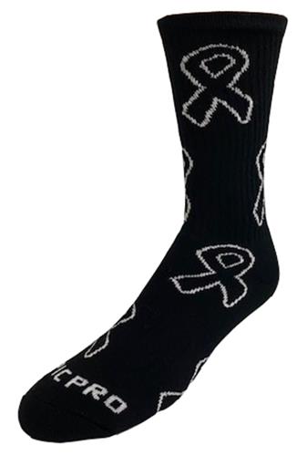 MELANOMA Awareness Black Ribbon - Cute Novelty Fun Design Crew-Socks (1-Pair)