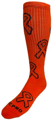 LEUKEMIA Awareness Orange Ribbon Design Knee-High Socks (1-Pair)