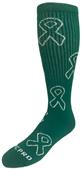 KIDNEY CANCER Awareness Green Ribbon Design Knee-High Socks (1-Pair)