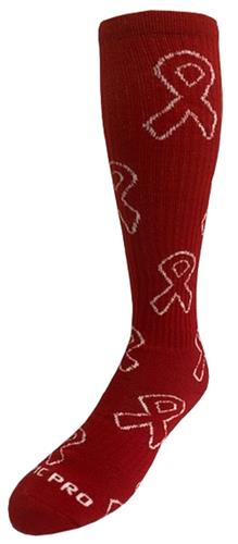 Over-The-Calf Red Ribbon Knee High Socks Aids HIV Awareness PAIR