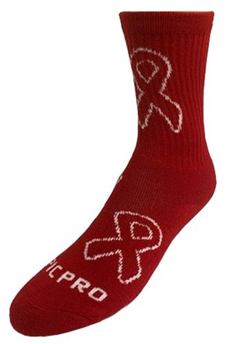 Crew Red Ribbon Socks Aids HIV Awareness PAIR