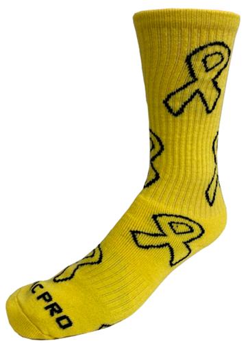 Crew Yellow Ribbon Military Support Socks Cancer Awareness PAIR