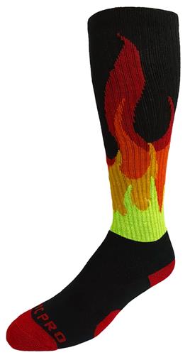 BURN-IN FLAMES - Cute Novelty Fun Design Knee-High Socks (1-Pair)