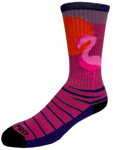 FLAMINGO SUNSET - Cute Novelty Fun Design Crew-Socks (1-Pair)