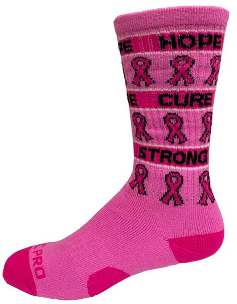 Crew Breast Cancer Awareness Hope Cure Strong Pink Ribbon Socks Pair 