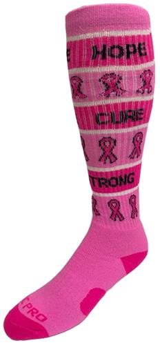 Over-The-Calf Breast Cancer Awareness Hope Cure Strong Pink Ribbon Knee High Socks PAIR