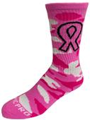 Crew Breast Cancer Awareness Pink Camo Pink Ribbon Socks PAIR