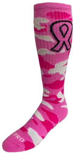 Over-The-Calf Breast Cancer Awareness Pink Camo Pink Ribbon Knee High Socks PAIR