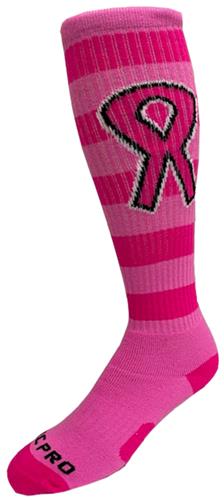 Over-The-Calf Breast Cancer Awareness Pink Hoop Pink Ribbon Knee High Socks PAIR