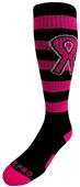 Over-The-Calf Breast Cancer Awareness Black Pink Hoop Pink Ribbon Knee High Socks PAIR