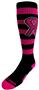 Over-The-Calf Breast Cancer Awareness Black Pink Hoop Pink Ribbon Knee High Socks PAIR