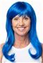 18" Long BLUE Bob Wig, Womens Synthetic Rave Cosplay Costume Party Halloween Wig