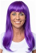 18" Long PURPLE Bob Wig, Womens Synthetic Rave Cosplay Costume Party Halloween Wig