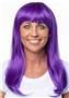 18" Long PURPLE Bob Wig, Womens Synthetic Rave Cosplay Costume Party Halloween Wig