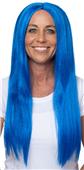 24" Long BLUE Wig, Womens Synthetic Rave Cosplay Costume Party Halloween Wig