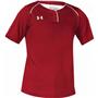 Under Armour Short Sleeve Softball Jersey, Girls 2-Button (Black,Forest,Navy,Red,White)